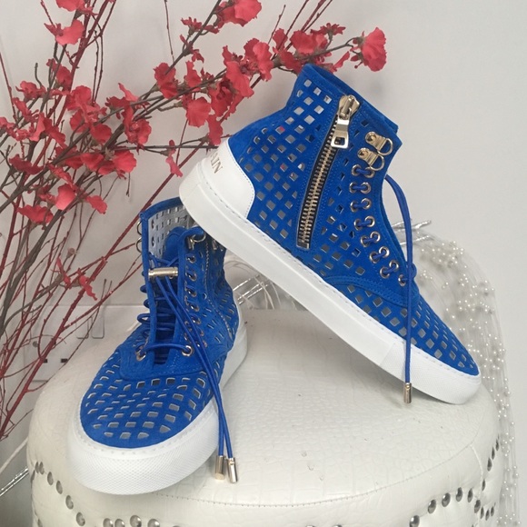 ✨Balmain Blue Suede Perforated High-tops Sneakers✨ - Picture 8 of 8